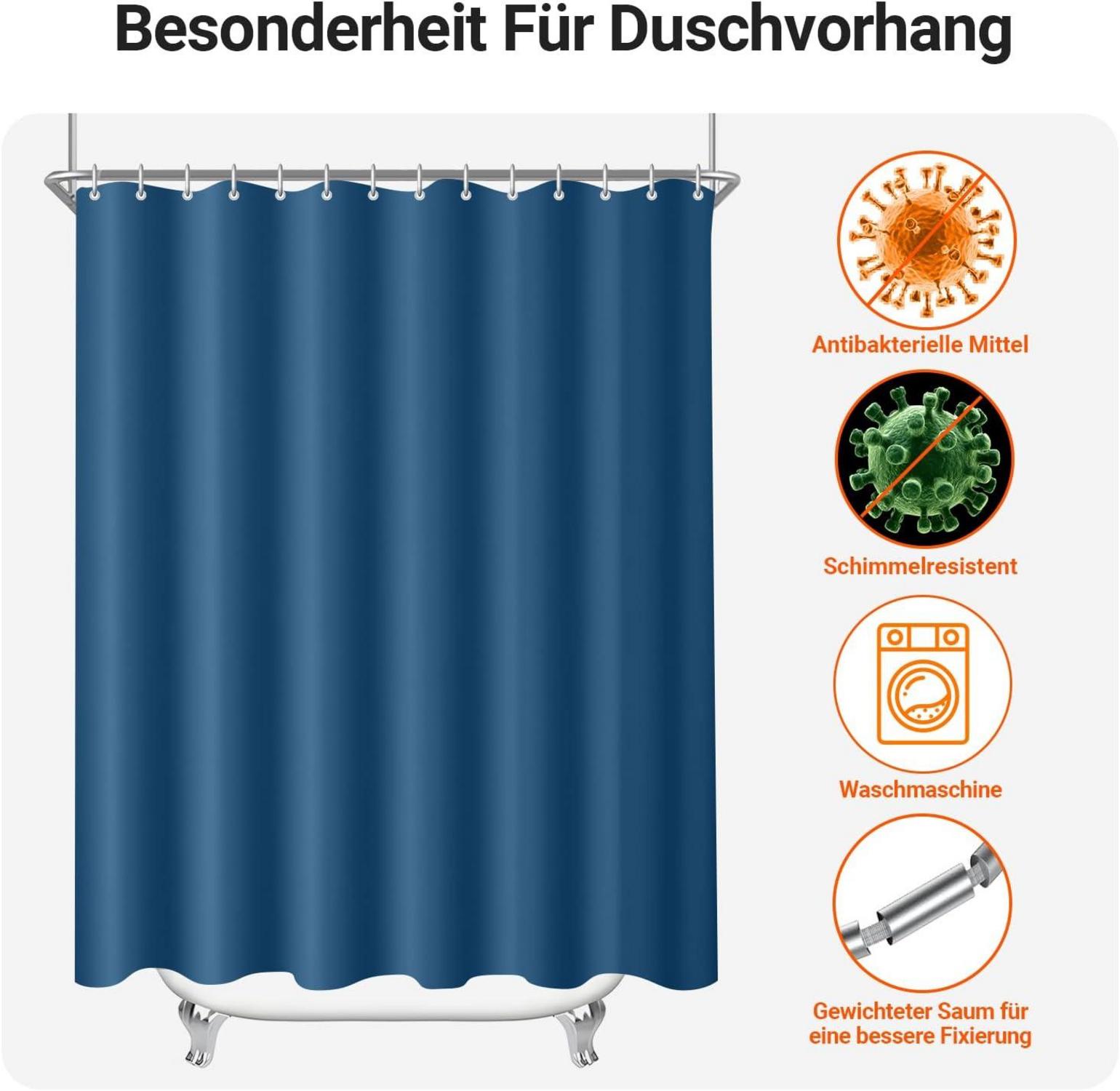 Duschvorhang Dunkelblau 150x200cm Antischimmel Wasserabweisend Polyester Stoff