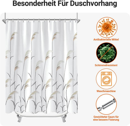 Duschvorhang Weizenohr Muster 150x180cm Antischimmel Wasserabweisend Badevorhang