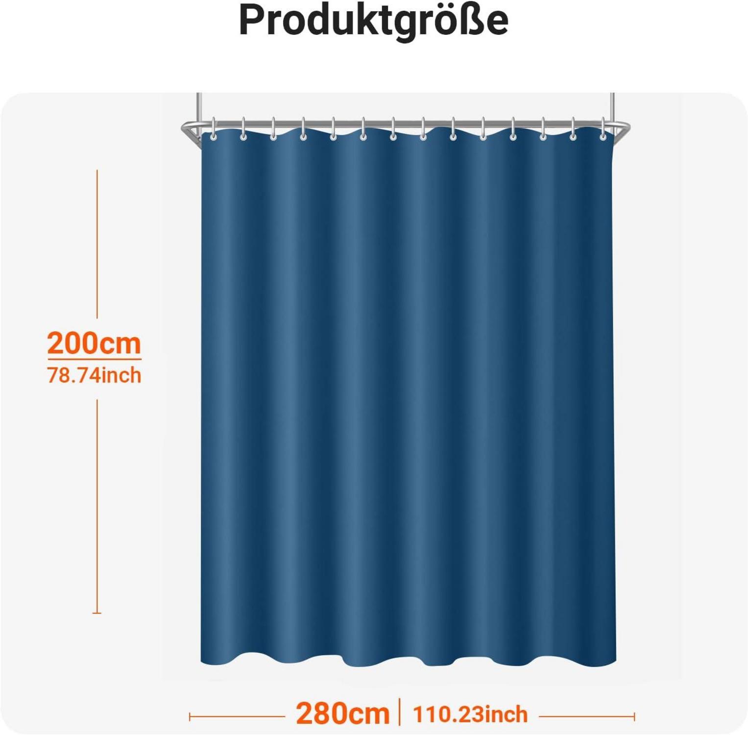 Duschvorhang Dunkelblau 280x200cm Beschwert Washable Polyester