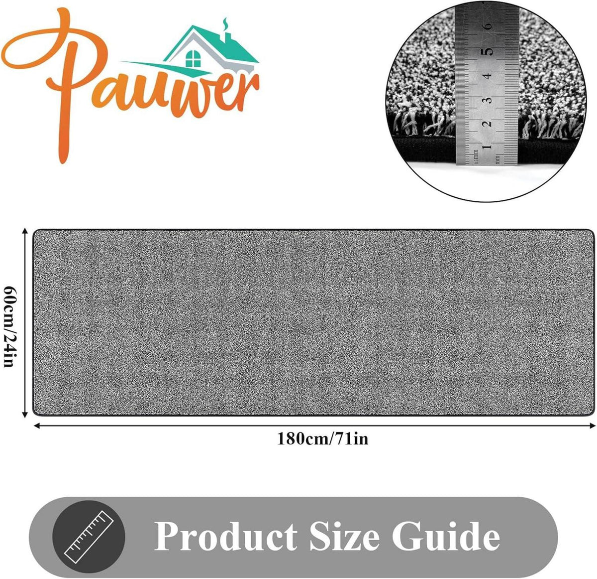 Pauwer Lang Teppichläufer Flur 60x180 cm Weich rutschfest Küchenläufer