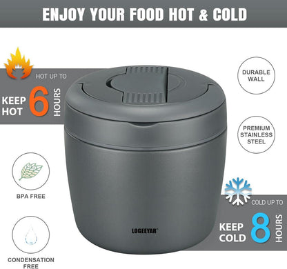 Thermobehälter 970ml mit Deckel, Edelstahl, Auslaufsicher, Lunchbox
