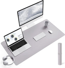 Großes Office Mousepad Schreibtischunterlage mit Leder Graulila