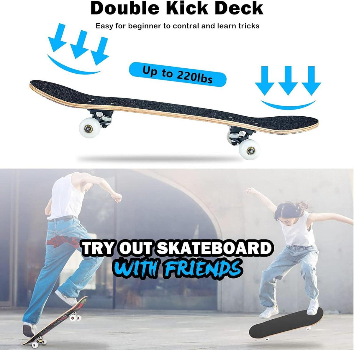 31x8 Zoll Komplett Skateboard Ahornholz ABEC-11 Rollen 95A Blue