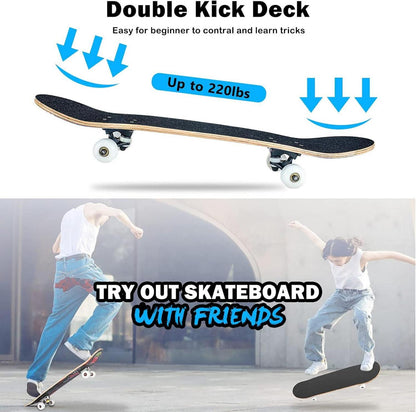 31x8 Zoll Komplett Skateboard Ahornholz ABEC-11 Rollen 95A Blue