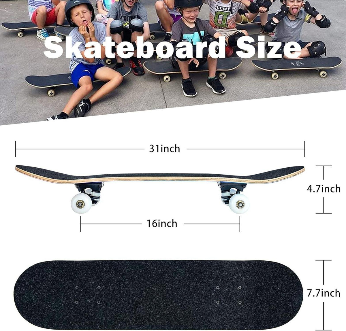 Skateboard 31 x 8 Zoll mit ABEC-11 Kugellager, 95A Rollen Blue