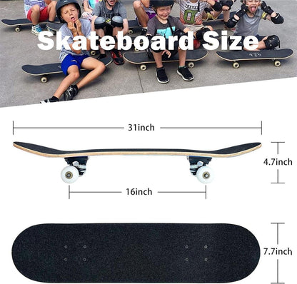 Skateboard 31 x 8 Zoll mit ABEC-11 Kugellager, 95A Rollen Blue