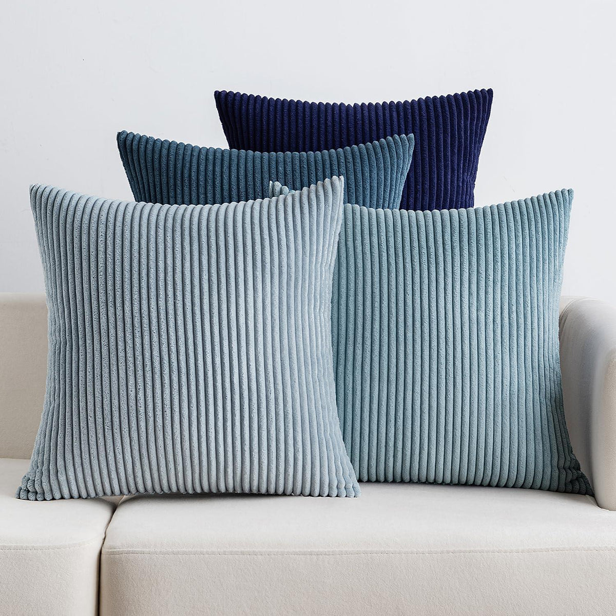 Kordsamt Zierkissenbezug 4er Set 50x50cm Dunkelblau Serie