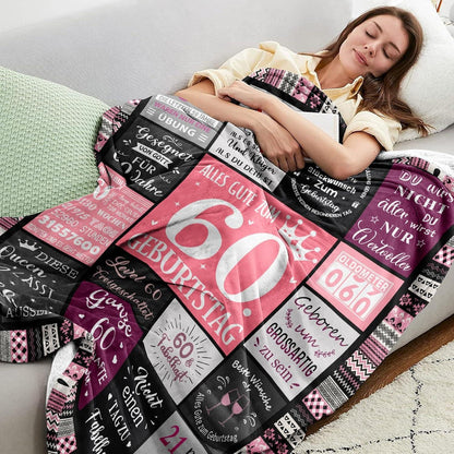 Yesbird 60. Geburtstag Frauen Deko Geschenk Decke 150x130CM