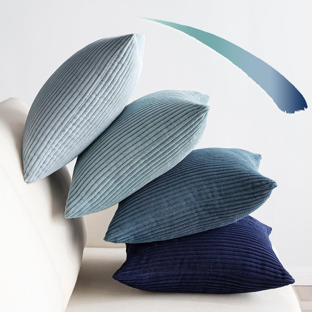 Kord Kissenbezug 4er Set 45x45 cm Dunkelblau Sofakissen Hülle