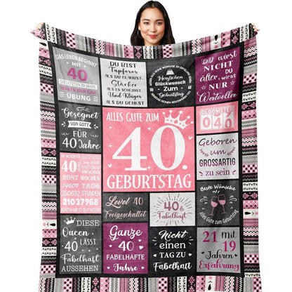 Yesbird 40. Geburtstag Frauen Decke 150x130CM Flanell-Fleece