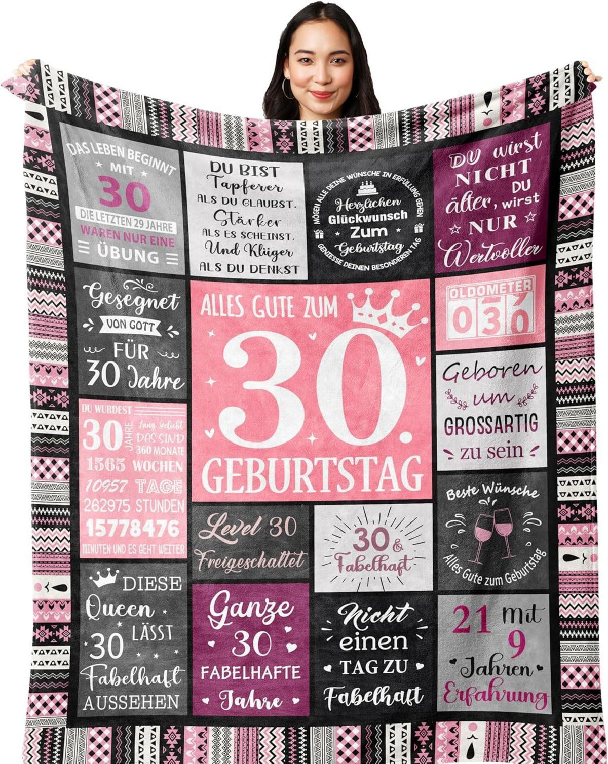 Flanelldecke 150x130CM Geschenk 30. Geburtstag Frau