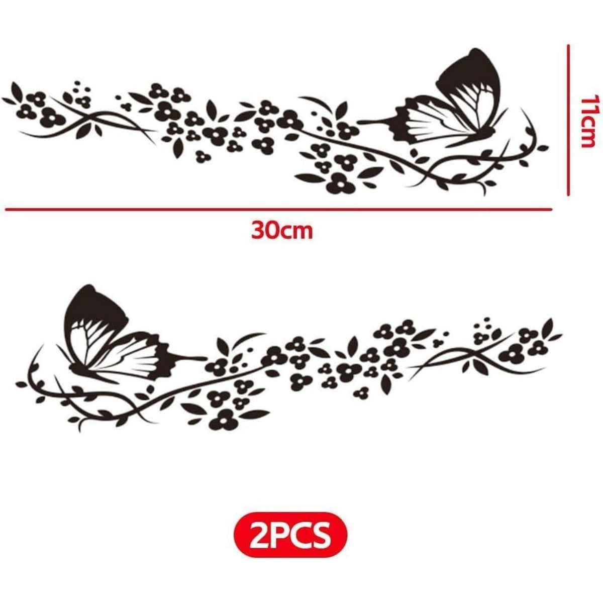 2x Auto Aufkleber Schmetterling Blumen Tuning Schwarz