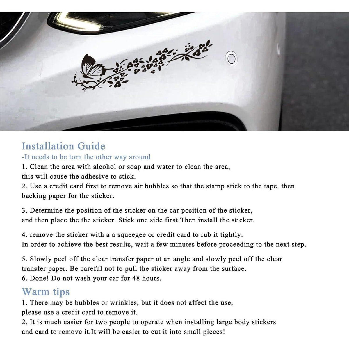 2x Auto Aufkleber Schmetterling Blumen Tuning Schwarz