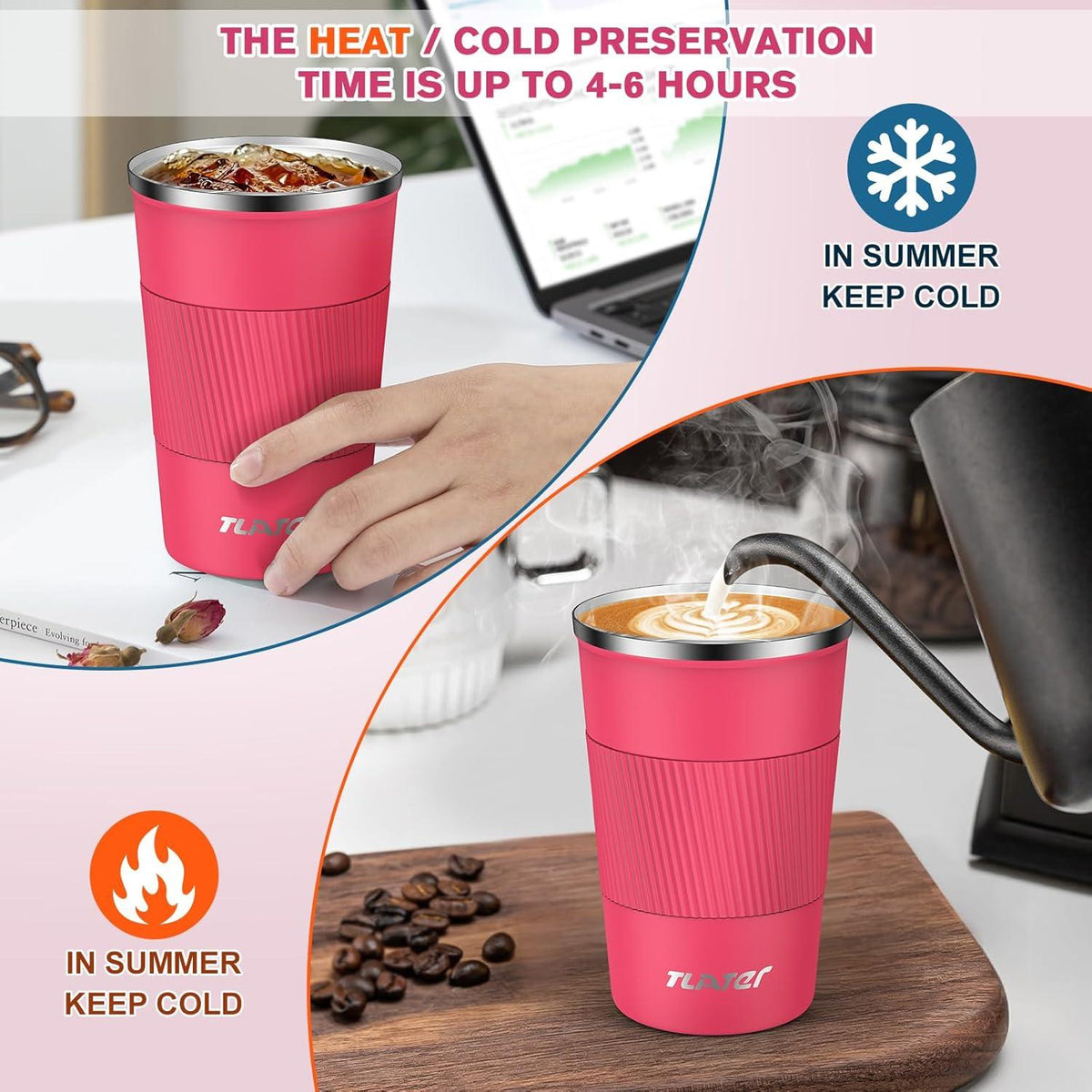 Edelstahl Kaffeebecher 380ml Isoliert Thermobecher To Go Auslaufsicher