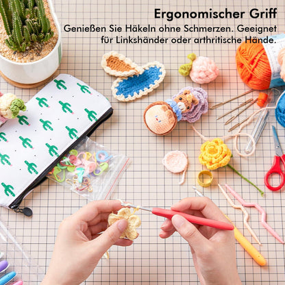 Häkelset 73-tlg. mit 13 Größen Gummigriff Häkelnadeln & Zubehör - Crochet Set