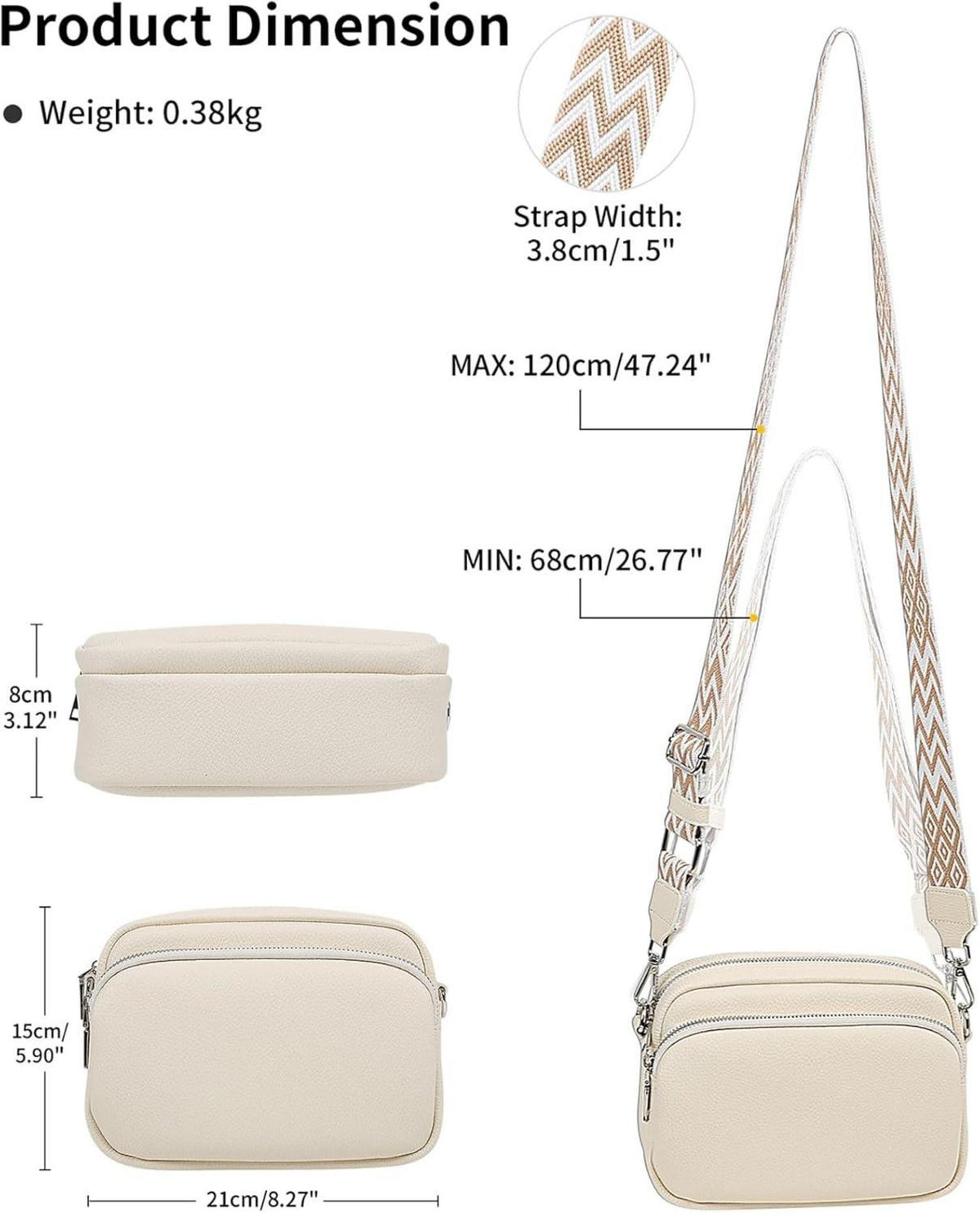 Umhängetasche Damen Leder Crossbody Schultertasche Verstellbarer Gurt