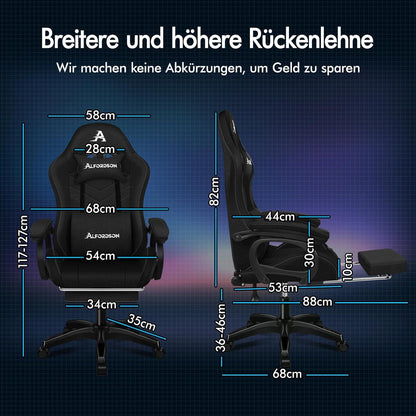 Gaming Stuhl 8-Punkt Massage RGB LED Ergonomisch Bürostuhl