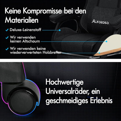 Gaming Stuhl mit 8-Punkt Massage RGB LED Ergonomisch Bürostuhl
