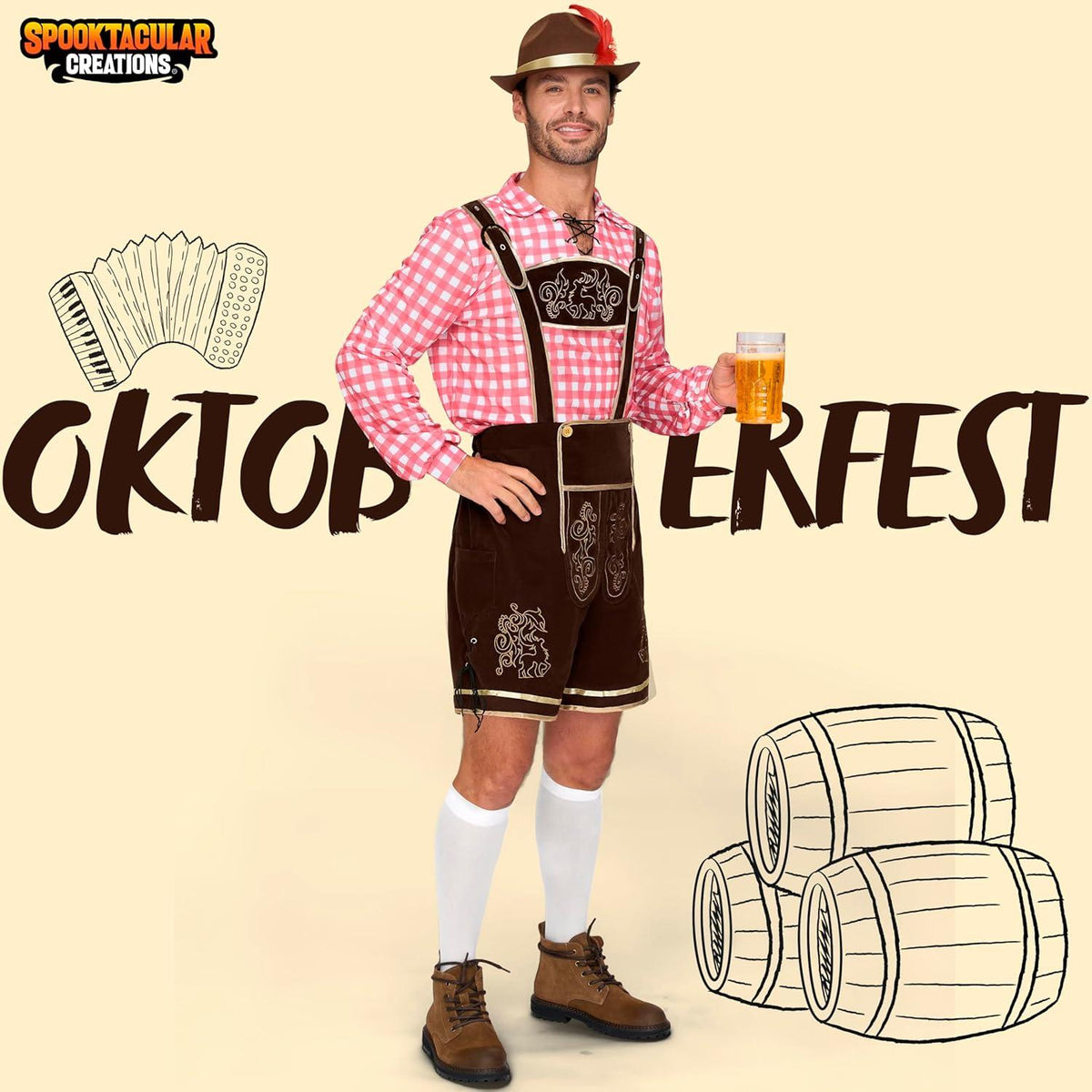 Herren Oktoberfest Kostümset Grün Blau Rot Bayern