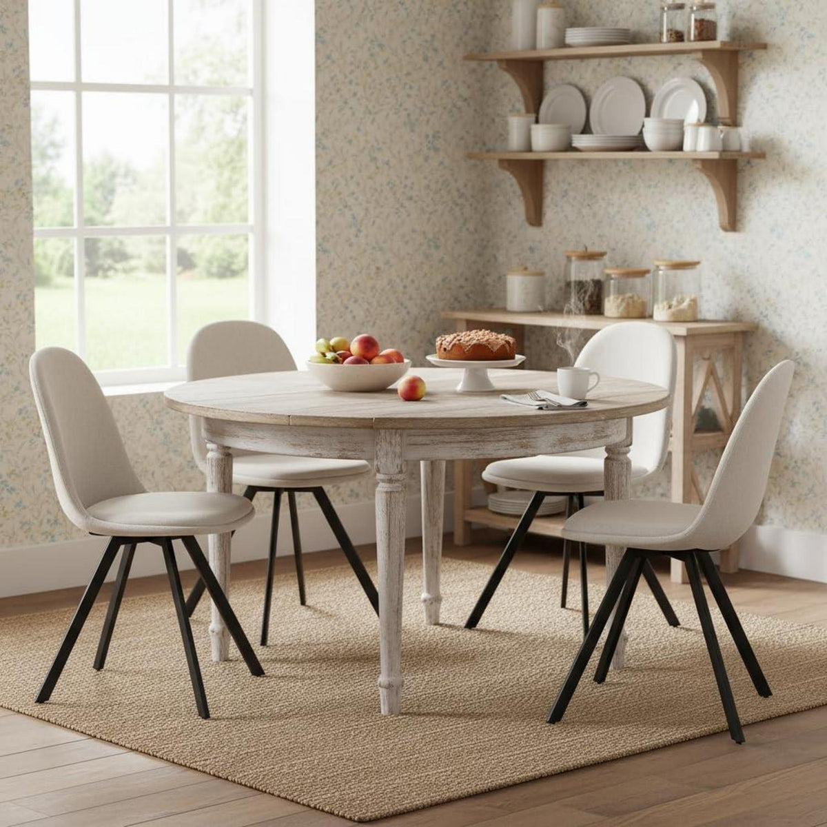 Esszimmerstühle 4er Set mit Drehfunktion, Beige