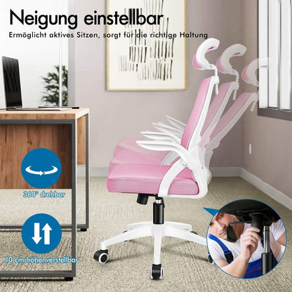 ALFORDSON Bürostuhl mit Kopfstütze und Lordosenstütze in Rosa