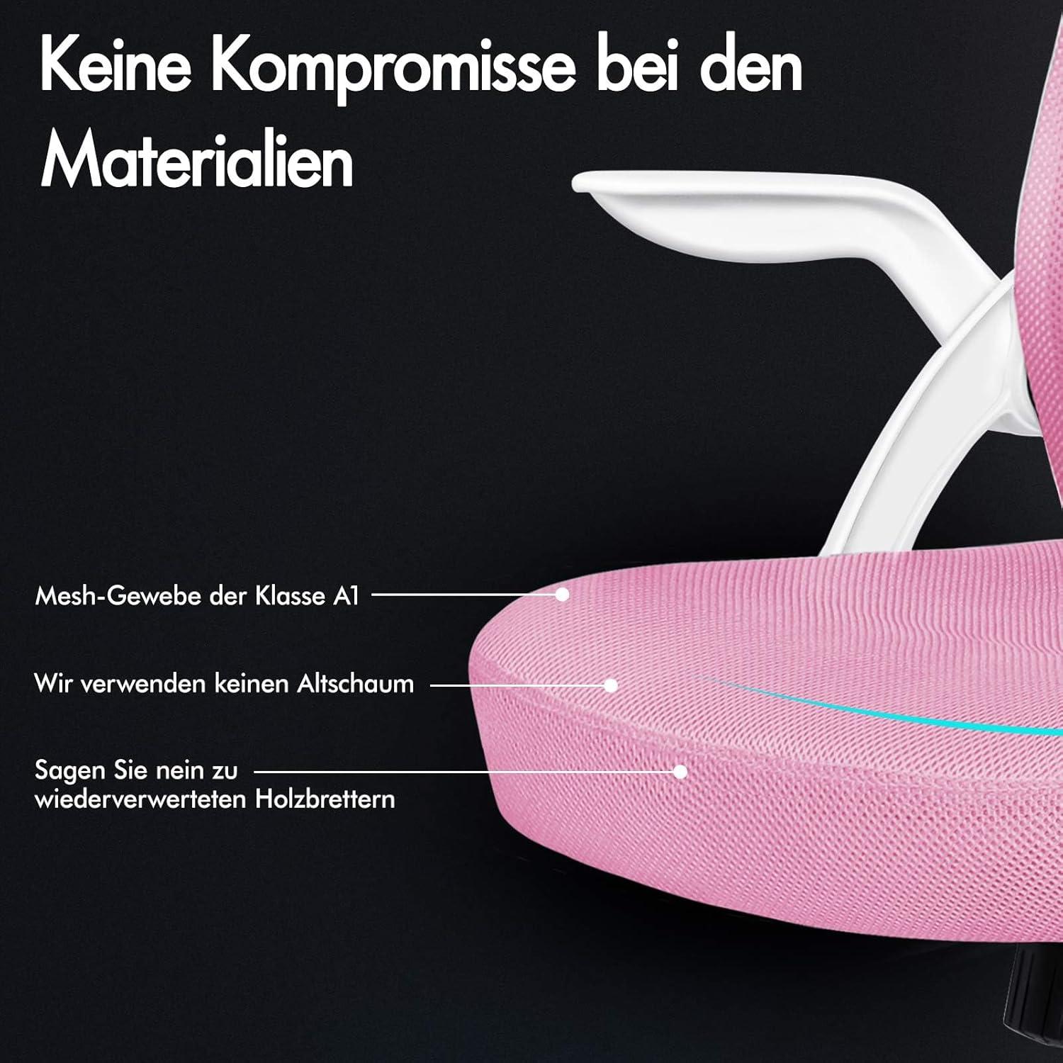 Bürostuhl Kopfstütze Lordosenstütze Drehstuhl Heimbüro Rosa