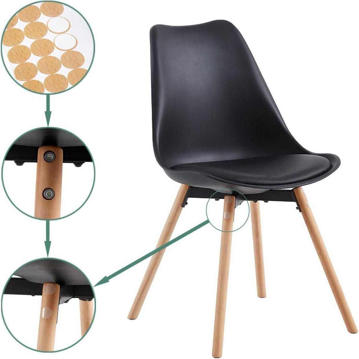 Esszimmergruppe weißem Tisch + 4 Schwarz Stühle