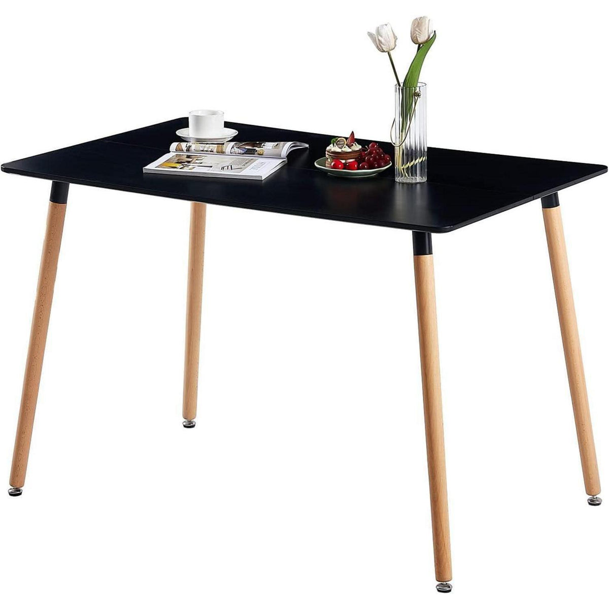 Esszimmergruppe Schwarz-Weiß: Tisch + 4 Stühle
