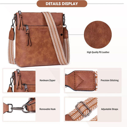 Mittelgroße Damen Umhängetasche aus veganes Leder Crossbody RFID 6,7 Zoll