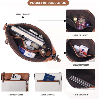 Mittelgroße Damen Umhängetasche aus Veganleder mit RFID, Crossbody Bag