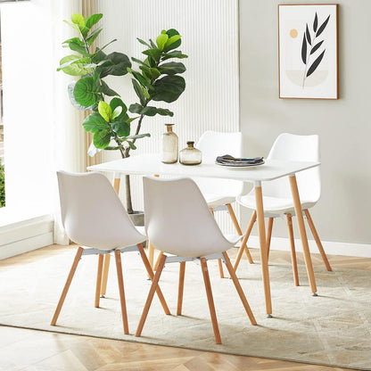 Esszimmergruppe weiß: Tisch + 4 Stühle – Modern & Stabil