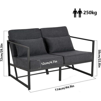 Mingone 2-Sitzer Sofa Dunkelgrau – Bequeme Lounge Couch