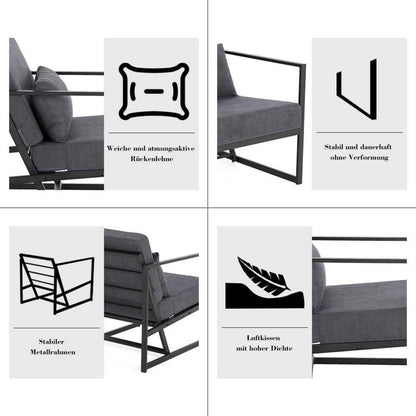 Mingone 2-Sitzer Sofa Dunkelgrau – Bequeme Lounge Couch