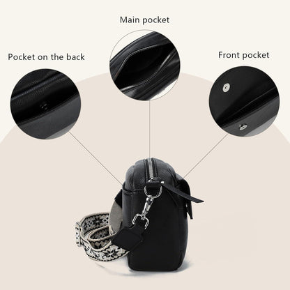 Kleine Damen Umhängetasche PU Leder Crossbody Tasche Schwarz