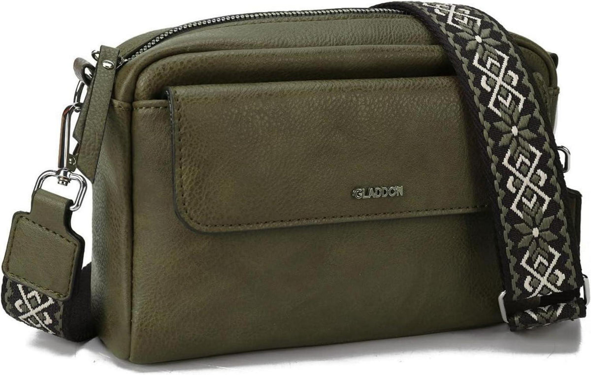Kleine Damen Handtasche Crossbody Bag PU Leder Grün