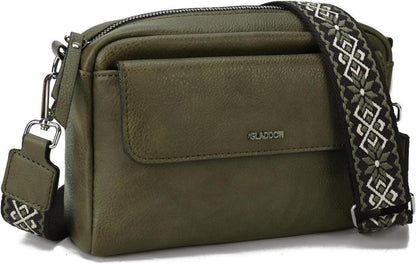 Kleine Damen Handtasche Crossbody Bag PU Leder Grün