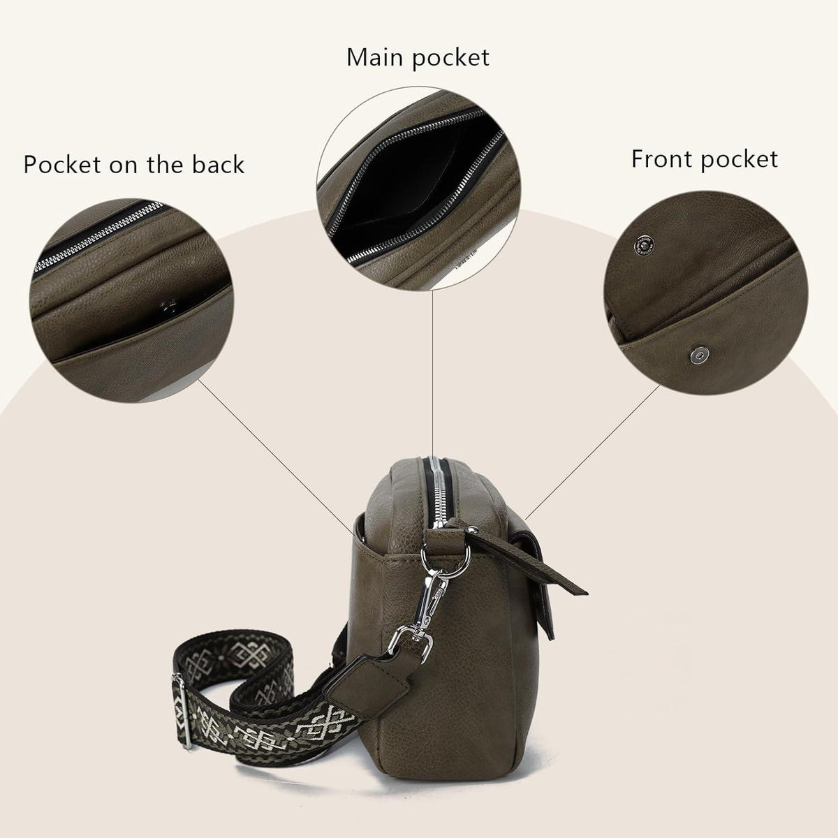 Kleine Damen Handtasche Crossbody Bag PU Leder Grün