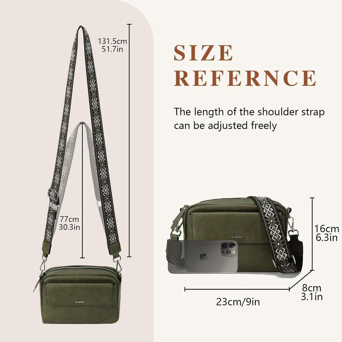 Kleine Damen Umhängetasche Crossbody PU Leder Grün