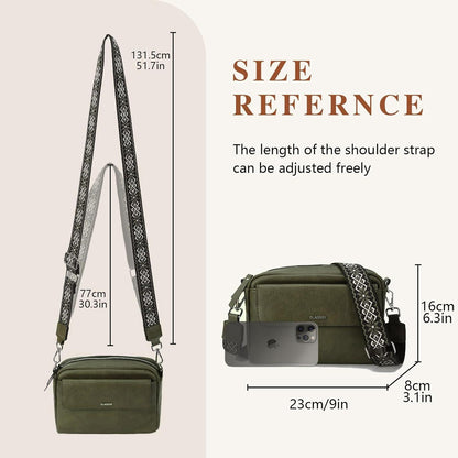 Kleine Damen Umhängetasche Crossbody PU Leder Grün