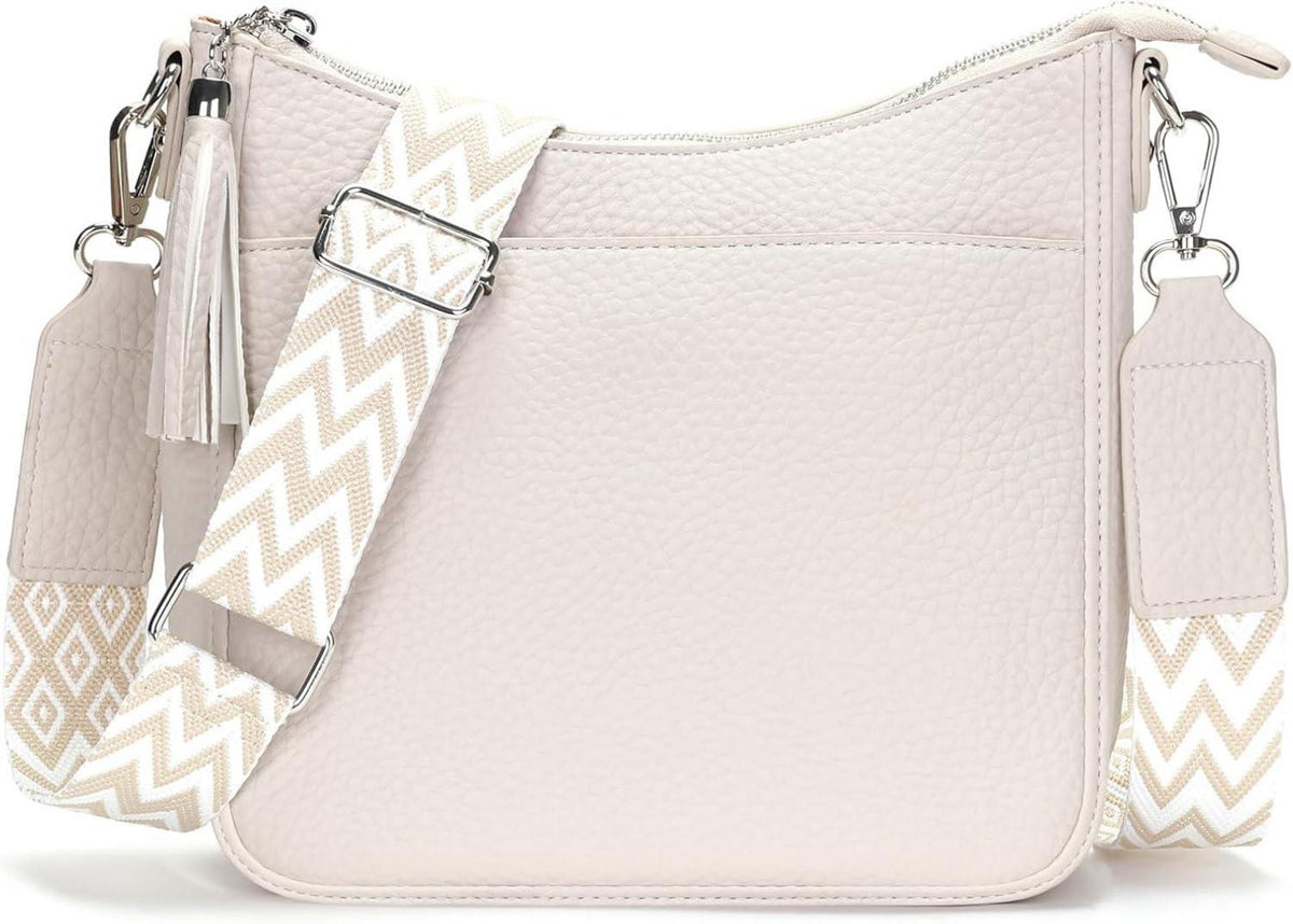 Umhängetasche Damen Crossbody Bag Beige Vegan Leder