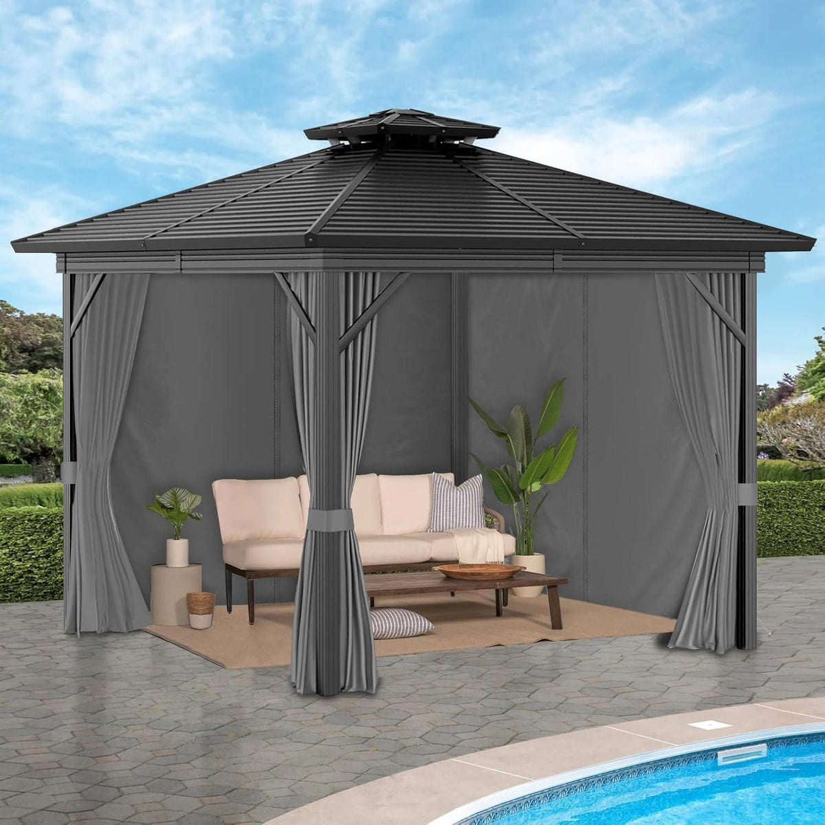 Pavillon Seitenteile Set 4tlg 3x3m Wasserdicht UV Schutz