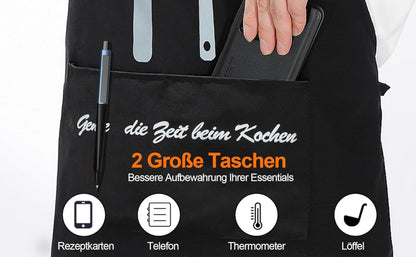Kochschürze Baumwolle Schwarz für Damen und Herren