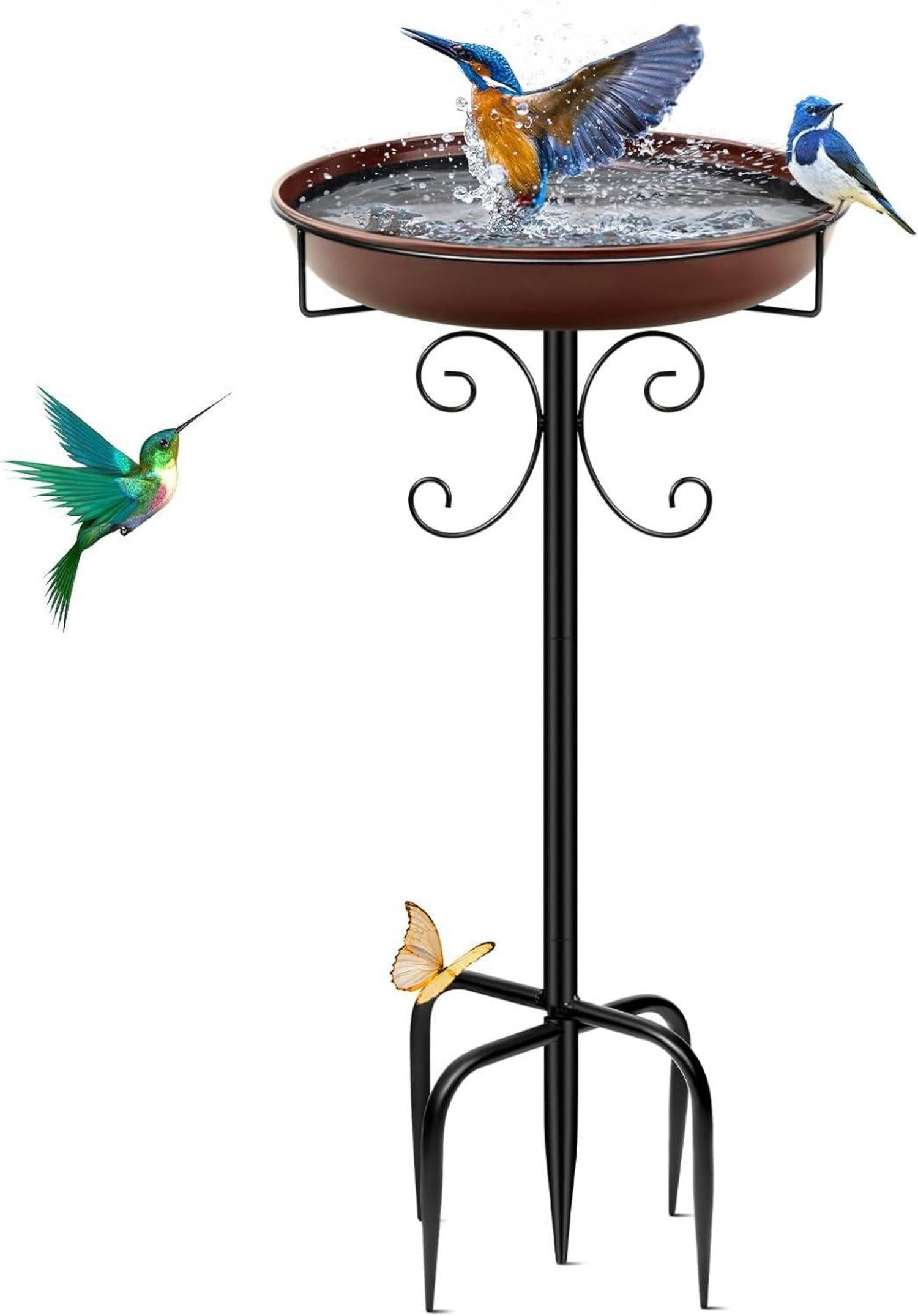 Vogeltränke Metall Antik Braun Garten 35In Wasserschale