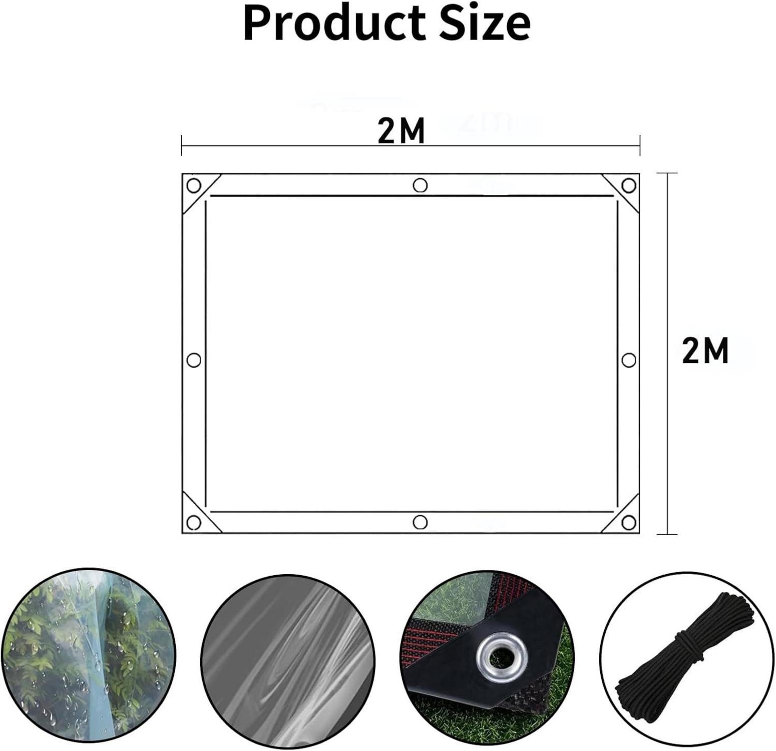 Transparente Abdeckplane 2x2m - Wasserdicht & UV-beständig