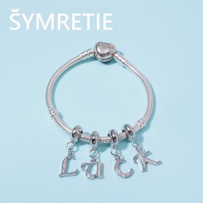 925 Sterling Silber Buchstaben Charm Anhänger Muttertag Symretie Zirkonia