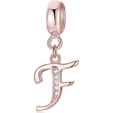 Damen Buchstabe Charm Anhänger 925 Sterling Silber Zirkonia Rose Gold