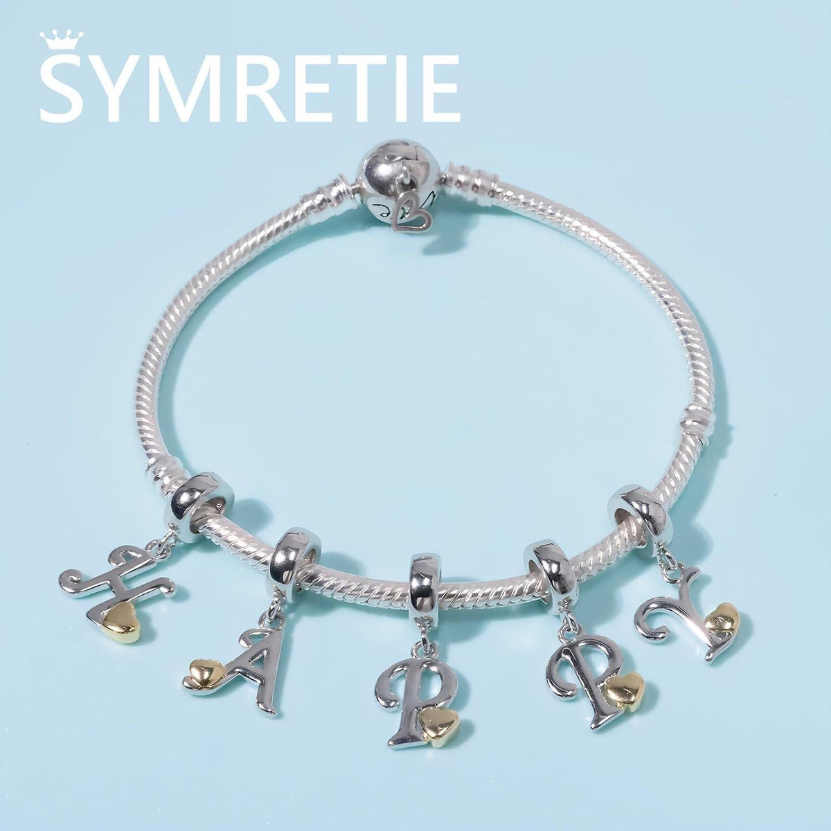 Buchstaben Charm Anhänger mit Gelbem Herz aus 925 Sterling Silber