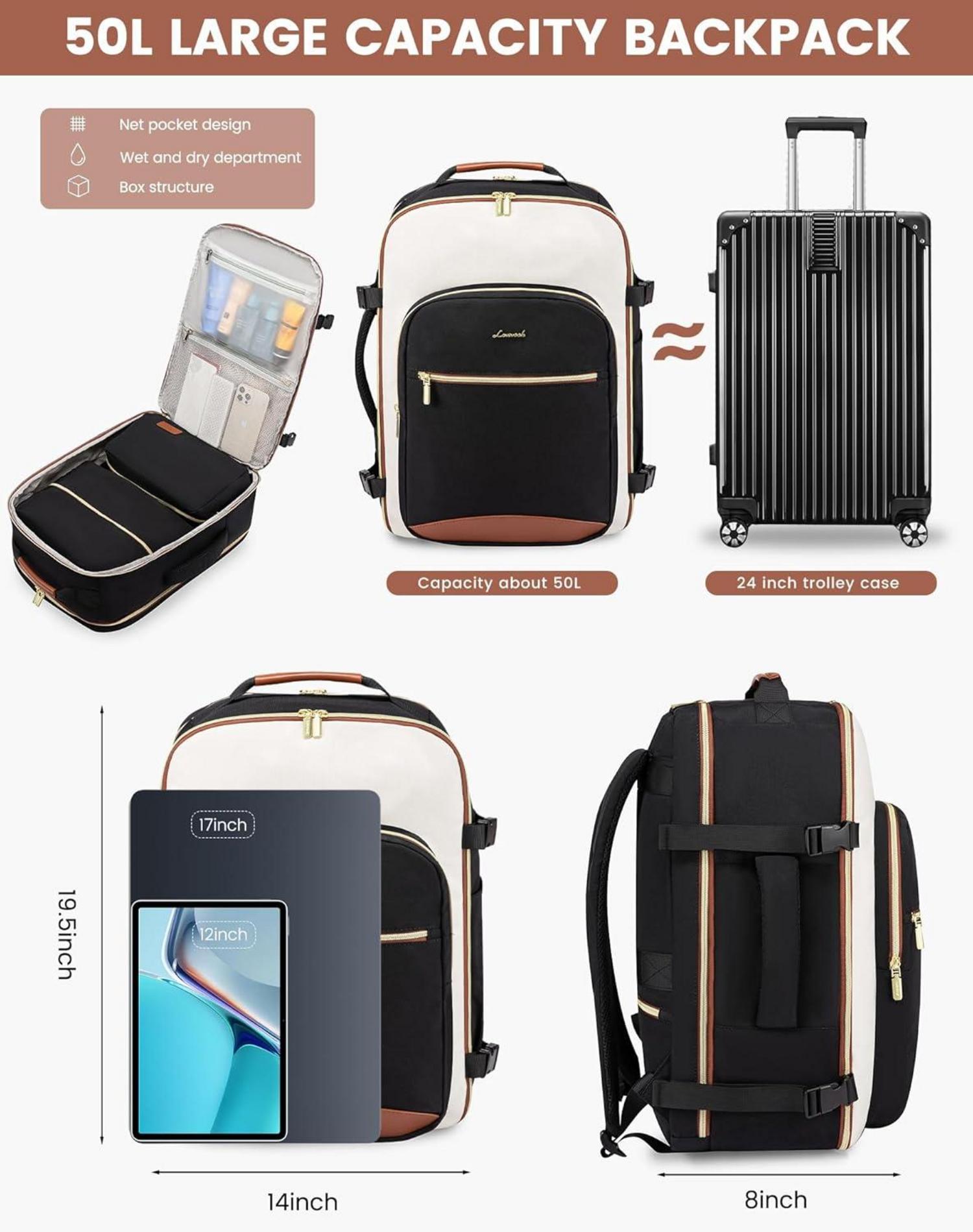 Handgepäck Rucksack 50L Laptop 17 Zoll Wasserdicht Damen