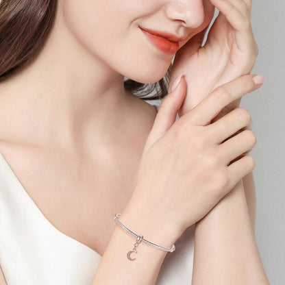 Damen Charm Anhänger Buchstabe A-Z Rosegold 925 Sterling Silber Zirkonia