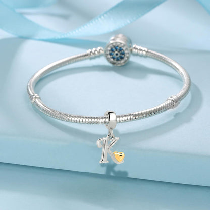 Symretie Damen 925 Sterling Silber Buchstaben Charm Anhänger